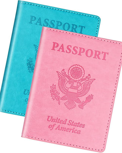 Turquoise & Pink Passport Holder, Cruise Essentials Passport Wallet Cover Case for Family Women Men, Travel Must Haves Passports Book Protector | Cruise Essentials, for Family, Travel Must Haves