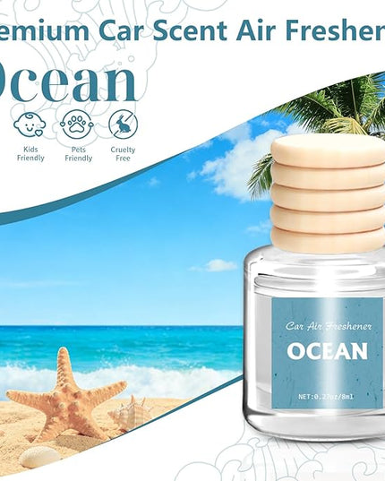 AROIC Car Air Freshener 6 Pack, Long Lasting Fresh Aroma Diffuser Set for Men & Women, Natural Essential Oil Fragrance Diffuser for Removing Odors, Auto Interior Decor Accessories Unisex (Ocean Scent)