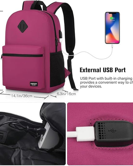YAMTION Laptop Backpack,Bookbag for Women and Teen Girls School Backpack with USB Port for College Work