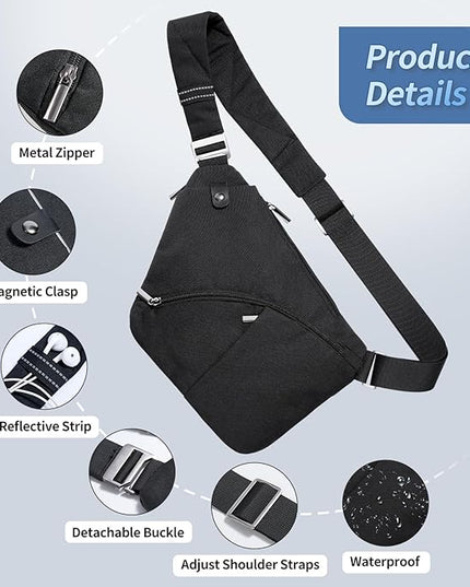 VADOO Sling Bag for Men and Women, Anti theft Crossbody Bag Lightweight Shoulder Chest Bag for Travel Gym