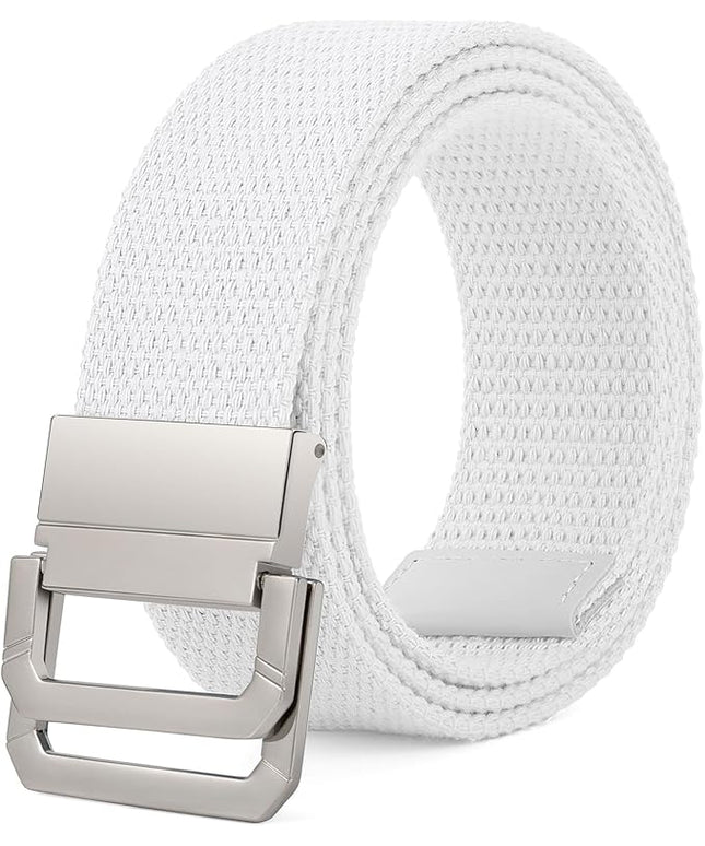 SANSTHS Canvas Belt with Double Ring Buckle, Fabric Web Belt for Women Men Double Ring for Outdoor & Casual Wear