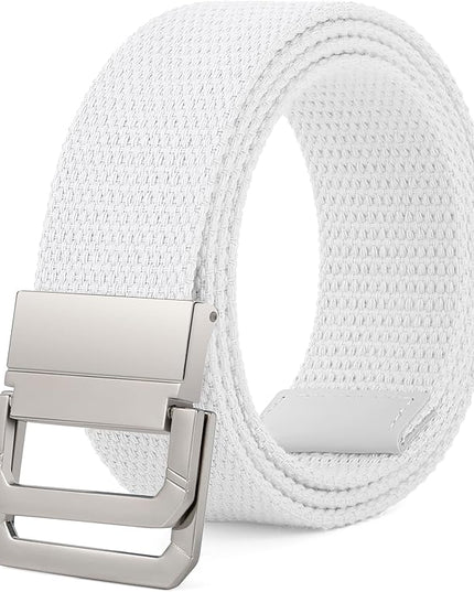SANSTHS Canvas Belt with Double Ring Buckle, Fabric Web Belt for Women Men Double Ring for Outdoor & Casual Wear