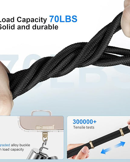 memumi 3-in-1 360° Rotating Adjustable Phone Lanyard Crossbody, Anti-Theft Neck & Wrist Strap for iPhone 17Pro max/All Phones