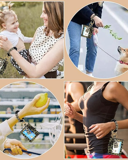 Wristlet Keychain for Women Silicone Key Ring Bracelet Wristlet Wallet Bracelet Keychain Card Holder Keyring
