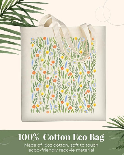 AUSVKAI Canvas Tote Bag for Women, Aesthetic Cute Grocery Grocery Reusable Cotton Gift Bag for Shooping Beach Trendy Gifts