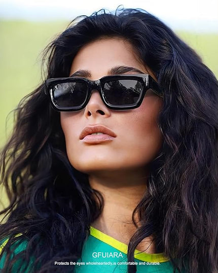 Trendy Square Sunglasses for Men Women Fashion Thick Rectangle Sun Glasses UV Protection Shades Designer Style
