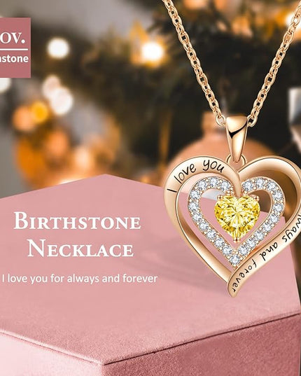REDBEE Necklaces for Women Birthstone Heart Necklace Jewelry for Wife Girlfriend Woman Necklace