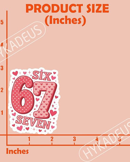 (3Pcs) 67 Stickers Funny Six Seven Sticker 6 7 Number Decorations Vinyl Decals for Birthday Valentines Day Laptop, Water Bottle, Tumbler, Scrapbooking, Luggage, Waterproof 3" x 2.3"