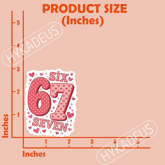 (3Pcs) 67 Stickers Funny Six Seven Sticker 6 7 Number Decorations Vinyl Decals for Birthday Valentines Day Laptop, Water Bottle, Tumbler, Scrapbooking, Luggage, Waterproof 3" x 2.3"