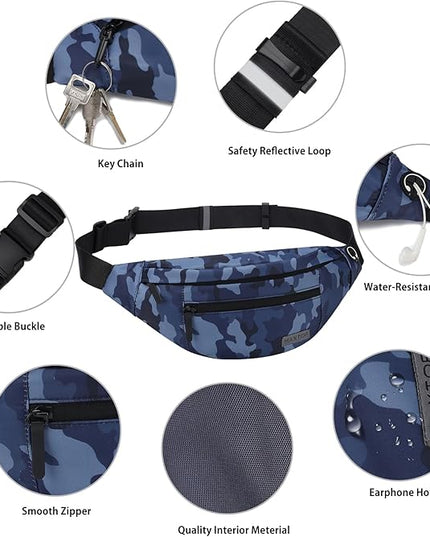 MAXTOP Large Crossbody Fanny Pack with 4-Zipper Pockets,Gifts for Enjoy Sports Festival Workout Traveling Running Casual Hands-Free Wallets Waist Pack Phone Bag Carrying All Phones