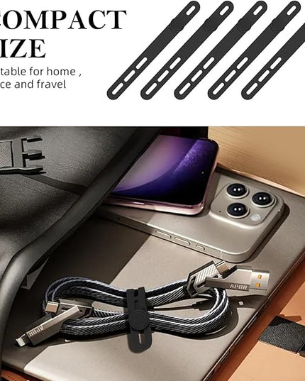 Donruby 30Pcs Silicone Cable Ties - Reusable & Washable with Adjustable Locking Buckles, High Elasticity Cable Management Straps for Home, Office, School, Travel Essential Cord Organizer (Black)