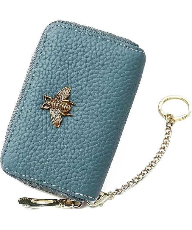 imeetu RFID Credit Card Holder, Small Leather Zipper Card Case Wallet for Women