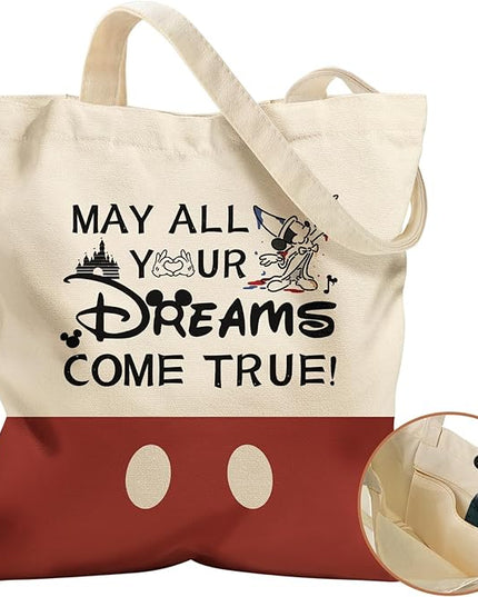 Aesthetic Tote Bag for Women- with Magnetic Buckle and Zipper Inner Pocket Cloth Cotton Canvas Tote Bags