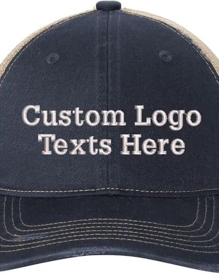 INK STITCH C600 Custom Embroidery Texts Logo Distressed Trucker Caps
