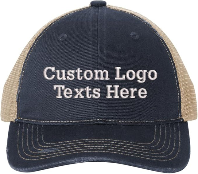 INK STITCH C600 Custom Embroidery Texts Logo Distressed Trucker Caps