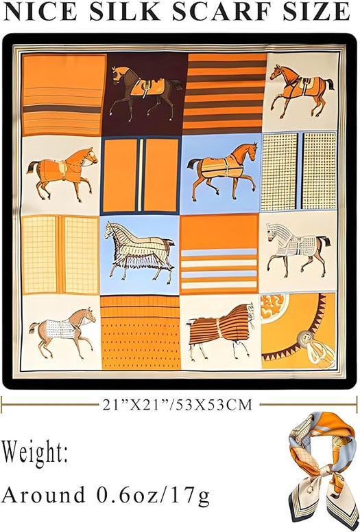 100% Mulberry Silk Scarf for Women Hair Lightweight Square Neckerchief Wrap For Head Scarves 21"