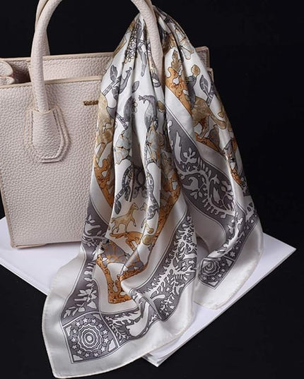 ANDANTINO 100% Real Mulberry Silk Scarf -21'' x 21''- Lightweight Neckerchief –Women Men Small Square Digital Printed Scarves