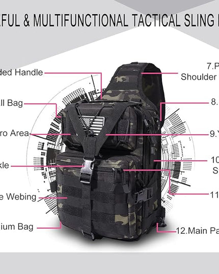 HAOMUK Tactical Sling Bag Pack Military Rover Shoulder Sling Backpack EDC Molle Assault Range Bag