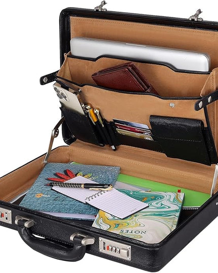 DA LV Full Grain Leather Briefcase for Men - Business Laptop Bag - Imported Handmade Leather Bag - Attache -Men Gifts