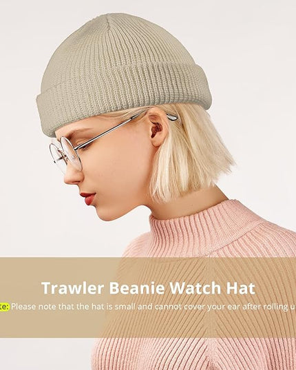 SATINIOR Trawler Beanie Watch Hat Roll-up Edge Skullcap Fisherman Beanie for Women Men