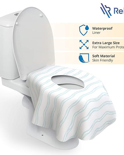 Toilet Seat Covers Disposable - 20 Pack - Waterproof, Ideal for Kids and Adults – Extra Large, Individually Wrapped for Travel, Toddlers Potty Training in Public Restrooms (Waves, 20)