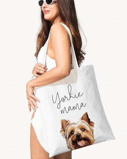 Dog Mama Canvas Tote Bag for Women, Dogs Lover Gift for Dog Mom, Birthday Christmas Cute Rottweiler Gifts For Women.