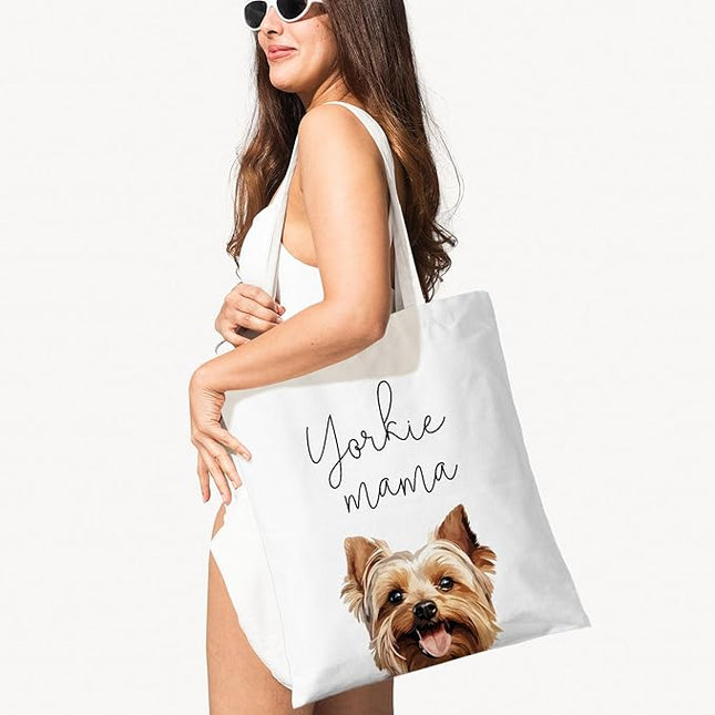 Dog Mama Canvas Tote Bag for Women, Dogs Lover Gift for Dog Mom, Birthday Christmas Cute Rottweiler Gifts For Women.