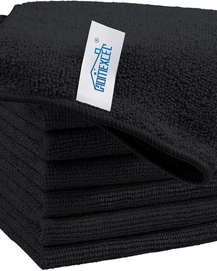 HOMEXCEL Black Microfiber Cleaning Cloth, 8 Pack Cleaning Towels for Kitchen, Lint Free, Scratch-Free, Highly Absorbent, and Reusable Cleaning Rags for House, Window and Glass, Cars, 11.5 X11.5 inch