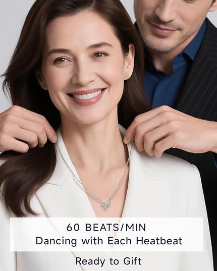MomentWish Necklace for Women, Sparkling Gift for Her, 1Carat Moissanite Heart Pendent for Her, 925 Sterling Silver Dance Necklace for Anniversary Christmas Valentines