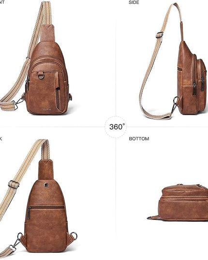7L Sling Bag for Women Men Leather Small Sling Backpack Daypack Anti Theft Fanny Pack Crossbody Purse Travel