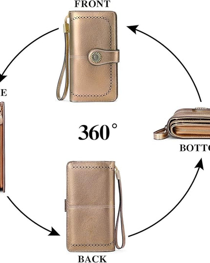 SENDEFN Wallets for Women Leather Credit Card Holder with RFID Blocking Large Capacity Wristlet | with RFID Blocking, Large Capacity, Wristlet, with RFID Blocking, Large Capacity, Wristlet