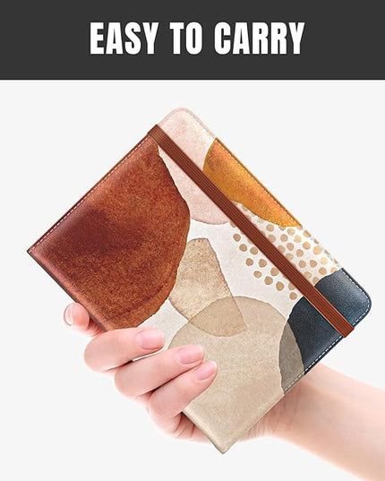 Rimilak Passport Holder, RFID Blocking Passport Cover Wallet Travel Essentials, Leather Travel Air Ticket Documents Organizer Protector for Women and Men, Abstract Art