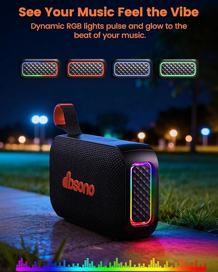 Bluetooth Speaker Stereo 20W Loud Sound: 30H Playtime, IPX5 Water Resistant, Portable Wireless Speakers, Powerful Bass, Lightshow, Birthday Gifts for Men/Adults/Teens, Beach Vacation Essentials, Black