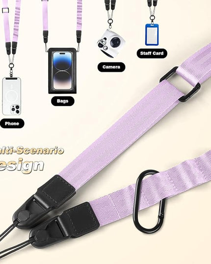 Adjustable Crossbody Phone Lanyard, Universal Phone Wrist Strap and Phone Neck Strap with Tether Tab, Phone Lanyard with Quick Release, Suitable for iPhone and Most Smartphones, Light Purple
