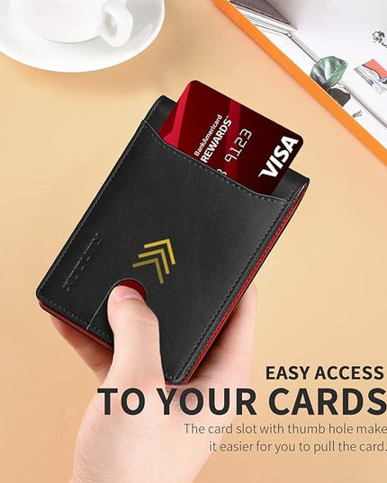 RUNBOX Wallet for Men Slim 11 Credit Card Holder Slots Leather RFID Blocking Small Thin Men's Wallet Bifold Minimalist Front Pocket Large Capacity Gift Box