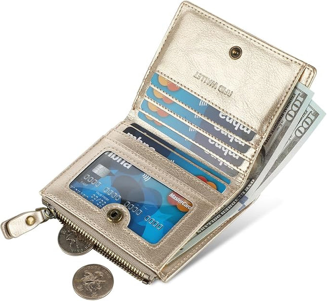 Lavemi Ultra Thin Small Compact Leather Womens Girls Wallets RFID Blocking Credit Card Holder for Women