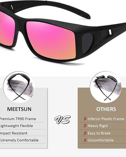 MEETSUN Fit Over Glasses Sunglasses for Men Women,Wrap Around Sunglasses Polarized UV400 Protection