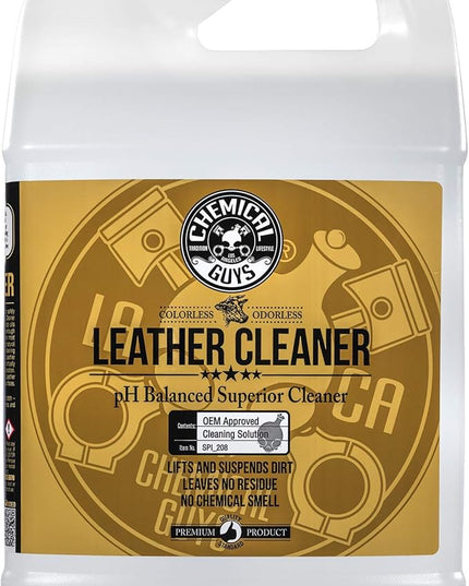 Chemical Guys SPI_208 Colorless and Odorless Leather Cleaner for Car Interiors, Furniture, Apparel, Boots, and More (Works on Natural, Synthetic, Pleather, Faux Leather and More), 128 fl oz (1 Gal)