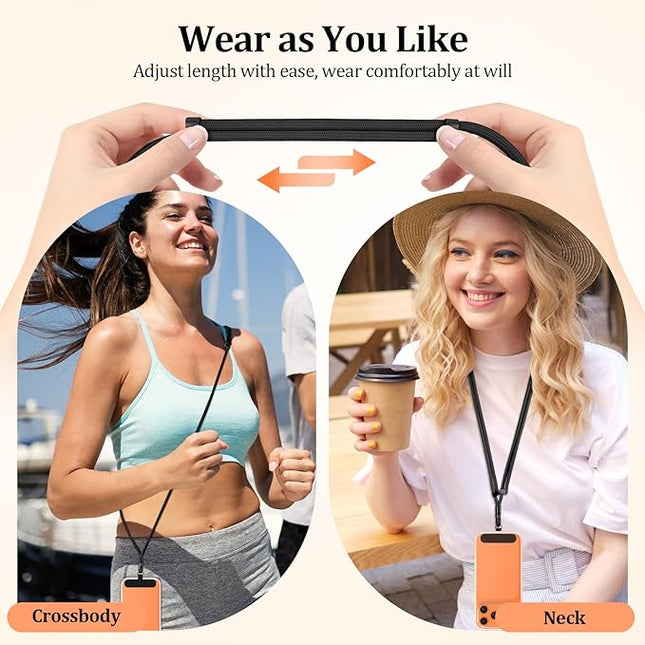Dadanism Universal Phone Lanyard, Adjustable Cell Phone Lanyard*1, Wrist Strap*1, Tether Tabs*2, Crossbody/Neck/Wrist Strap for for iPhone & Most Smartphones, Black