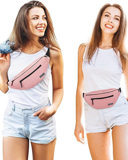 MAXTOP Large Crossbody Fanny Pack with 4-Zipper Pockets,Gifts for Enjoy Sports Festival Workout Traveling Running Casual Hands-Free Wallets Waist Pack Phone Bag Carrying All Phones