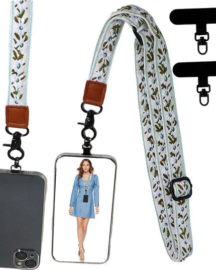 Adjustable Lanyard for Phone, Camera, Name Tags, ID card, Keychain and Wristlet Straps with 2 phone pads(Black)