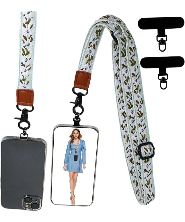 Adjustable Lanyard for Phone, Camera, Name Tags, ID card, Keychain and Wristlet Straps with 2 phone pads(Black)
