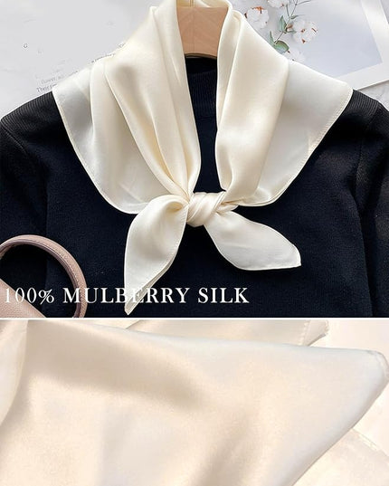 100% Mulberry Silk Scarf for Women Hair Lightweight Square Neckerchief Wrap For Head Scarves 21"