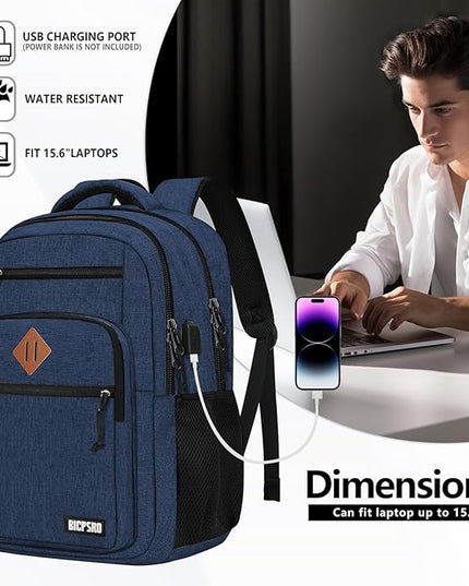Classic Laptop Backpack for Men Women, School Backpack for Girls Boy Teens,15.6 Inch Laptop Bookbag with USB Charger for College High School Work Business Computer Book Bag,mochilas para hombres,Blue