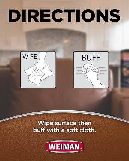 Weiman Leather Cleaner Wipes - Clean Condition UV Protection Help Prevent Cracking or Fading of Furniture, Car Interior, Couch, and Shoes, 2 Pack with Microfiber Cloth