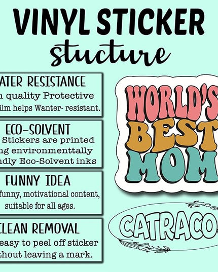 (3Pcs) World's Best Mom Sticker, Decal Gifts Mama Decorate Books Laptop Phone Water Bottles Kindles Stickers Tumbler Sticker Waterproof Vinyl Decorate Sticker 3" Inch