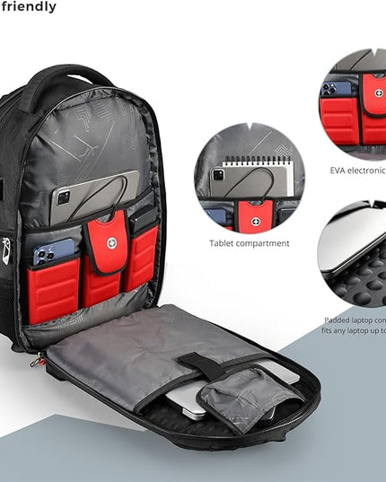 Travel Backpack For Men, Business Laptop Backpack With USB Charging Port, Fits 15.6" Computer, Black