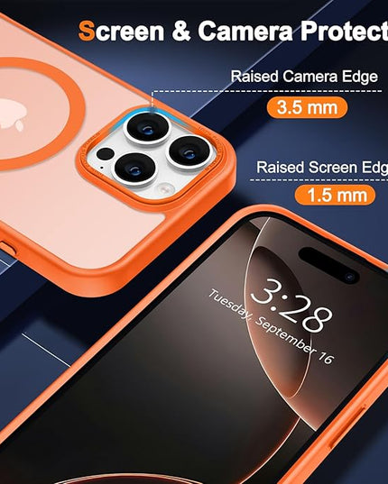 Hython Case for iPhone 16 Pro Max Case Magnetic Translucent Matte Phone Cases 6.9" [Compatible with MagSafe] Thin Slim Fit Shockproof Bumper Hard Protective Cover for Women Men Girls, Frosted Orange