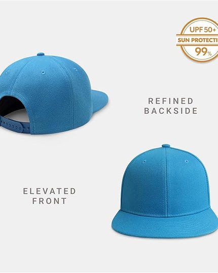 CHOK.LIDS Flat Bill Visor Classic Snapback Hat Blank Adjustable Brim High Top End Trendy Color Style Plain Tone Baseball Cap