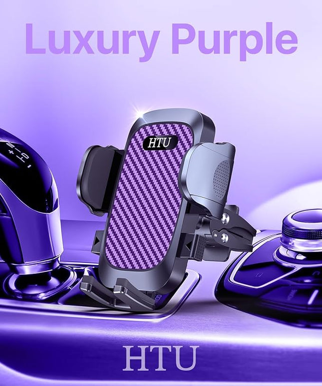 HTU 2026 Ultimate Best【True Military-Grade & Safety Cert】Car Phone Holder【Upgraded 360 Rotation & 100+LBS Strongest Suction】5-in-1 Truck Windshield Dashboard Vent Mount Stand for iPhone Android,Purple